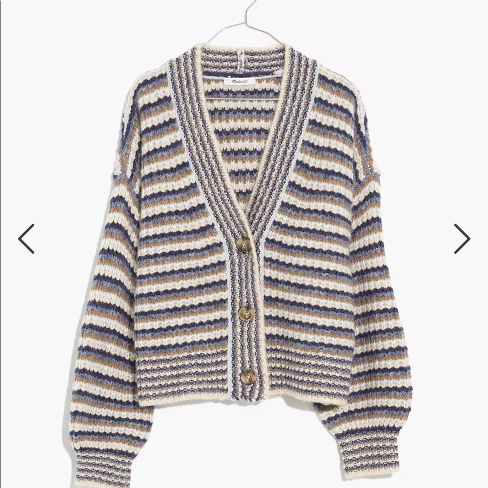 Madewell. Crop striped cardigan. Small. Never worn.